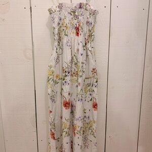 H&M cotton floral spaghetti strap maxi dress